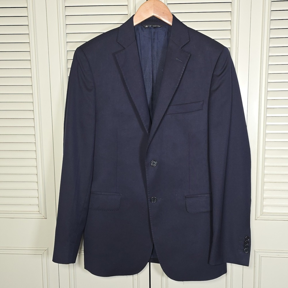 Ermenegildo Zegna Saks Fifth Avenue Wool Silk Blazer 36R Italy Navy Slim Fit